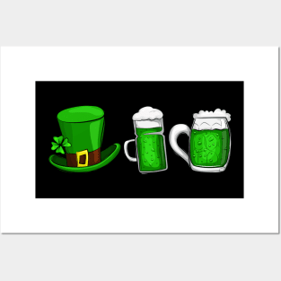 Shamrock Wine Glasses Happy St Patrick's Day Men Women Posters and Art